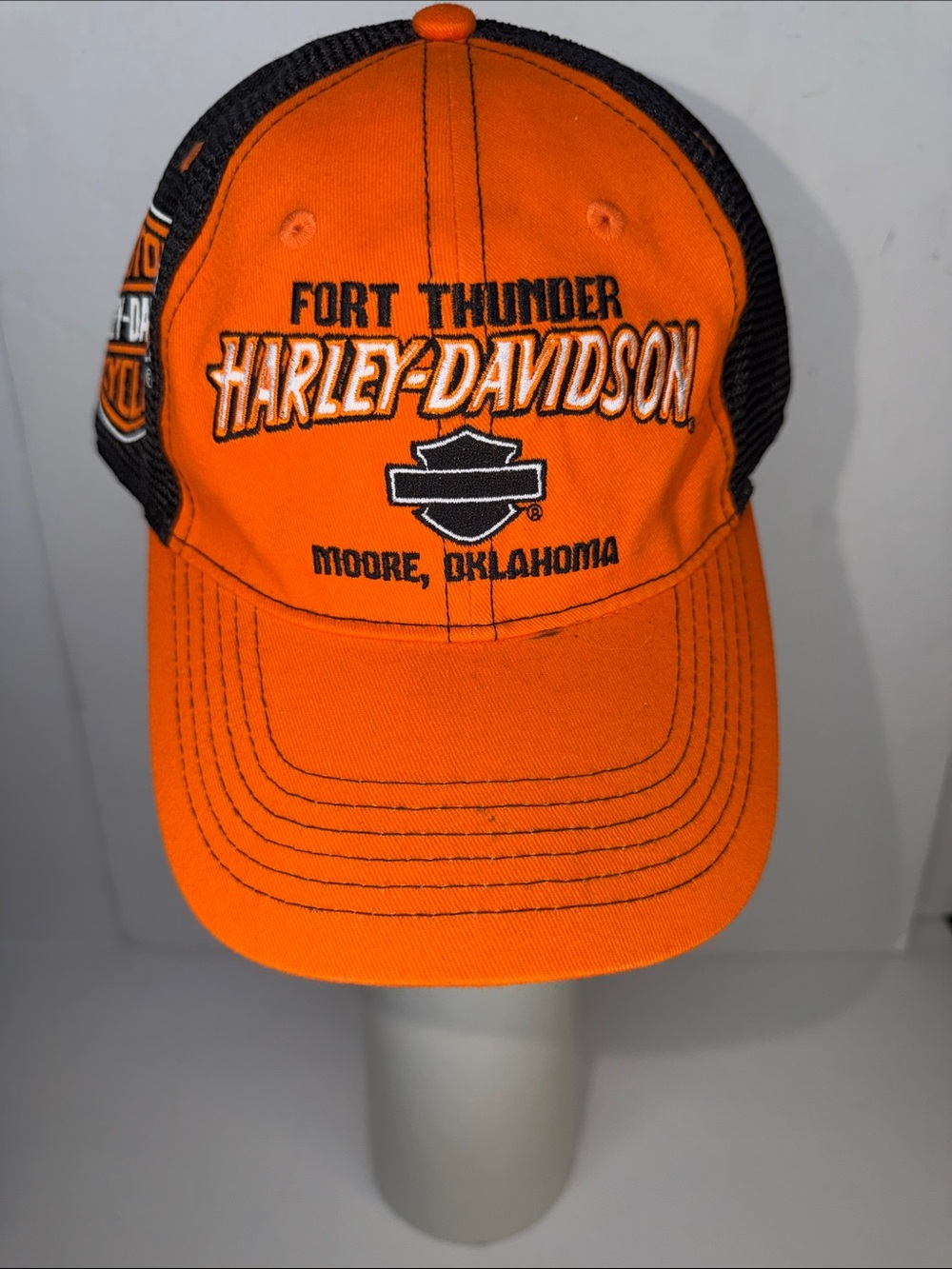 Harley-Davidson Orange and Black Fort Thunder Trucker Cap